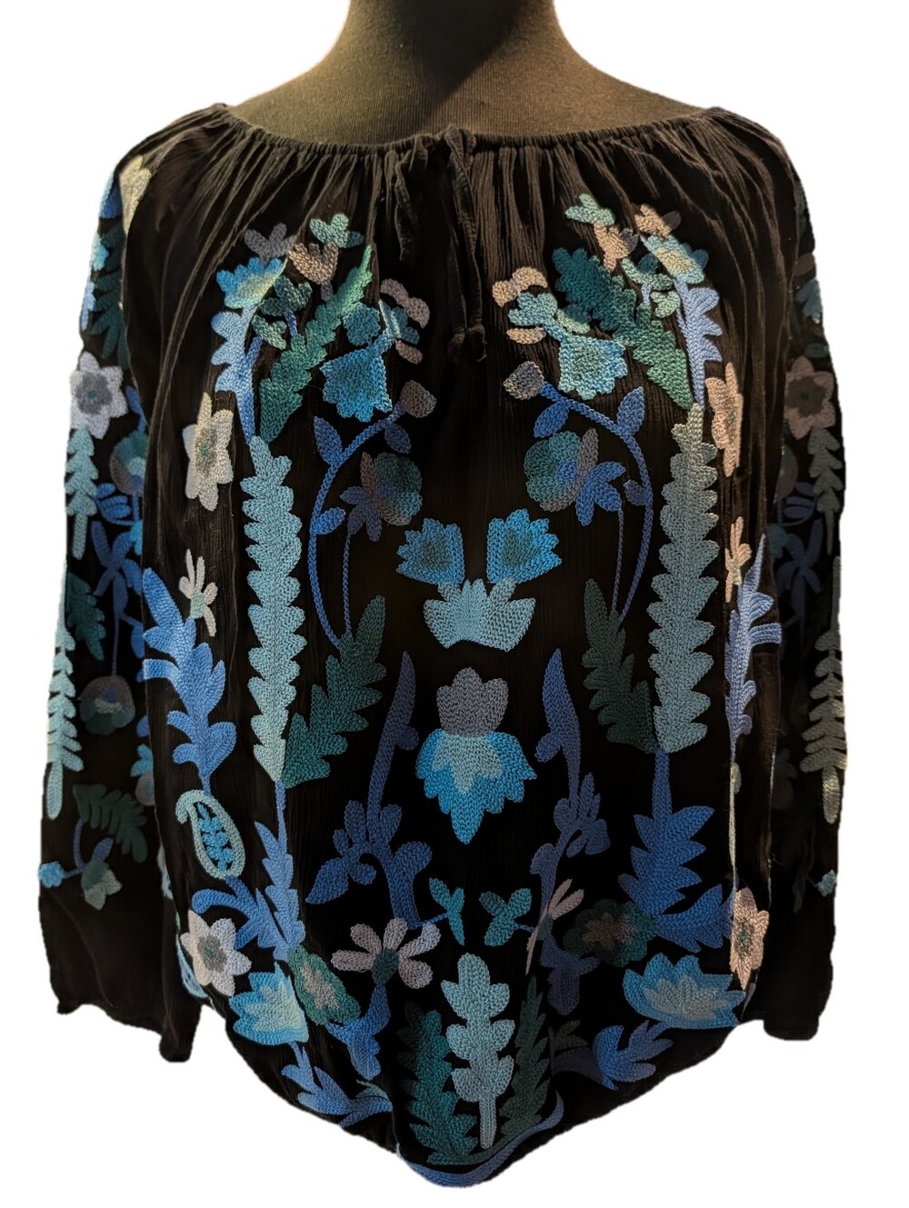 Colleen Lopez Embroidered Peasant Top, Size Medium